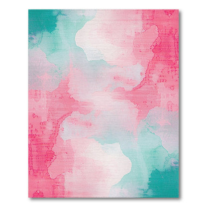 Pink Teal Abstract Area Rug