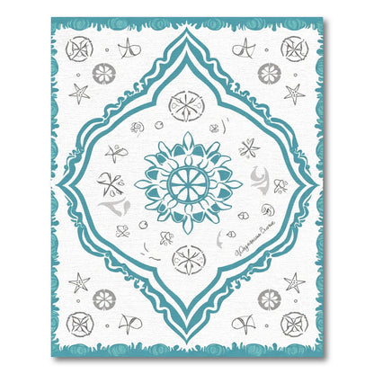 Teal Teal Starburst Mandala Medallion Rug