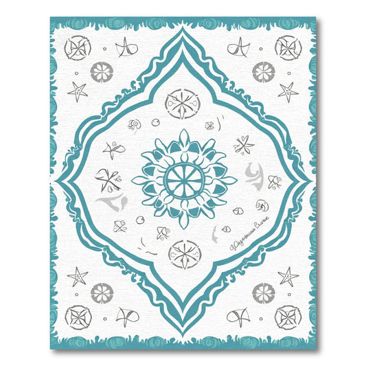 Teal Teal Starburst Mandala Medallion Rug