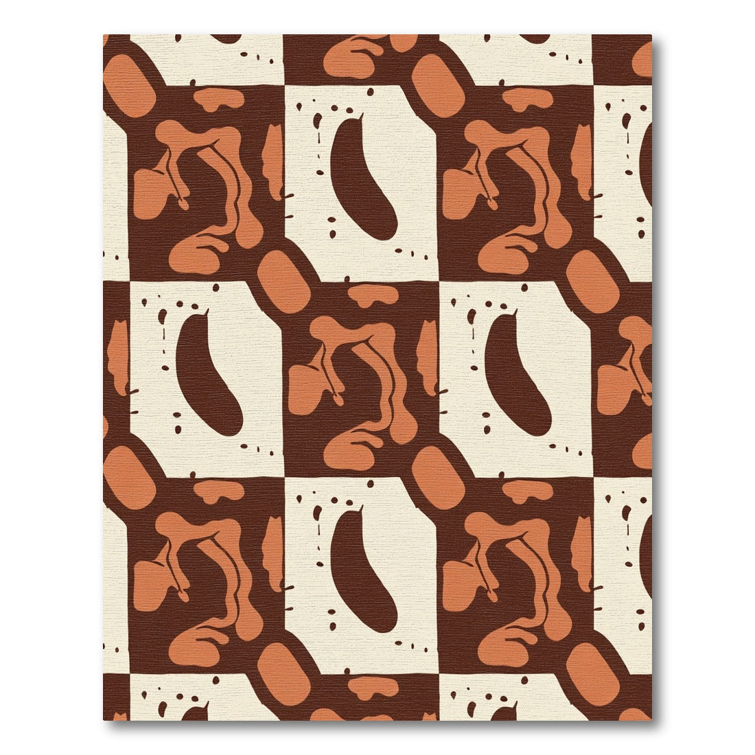 Chocolate Cream Organic Grid Rug