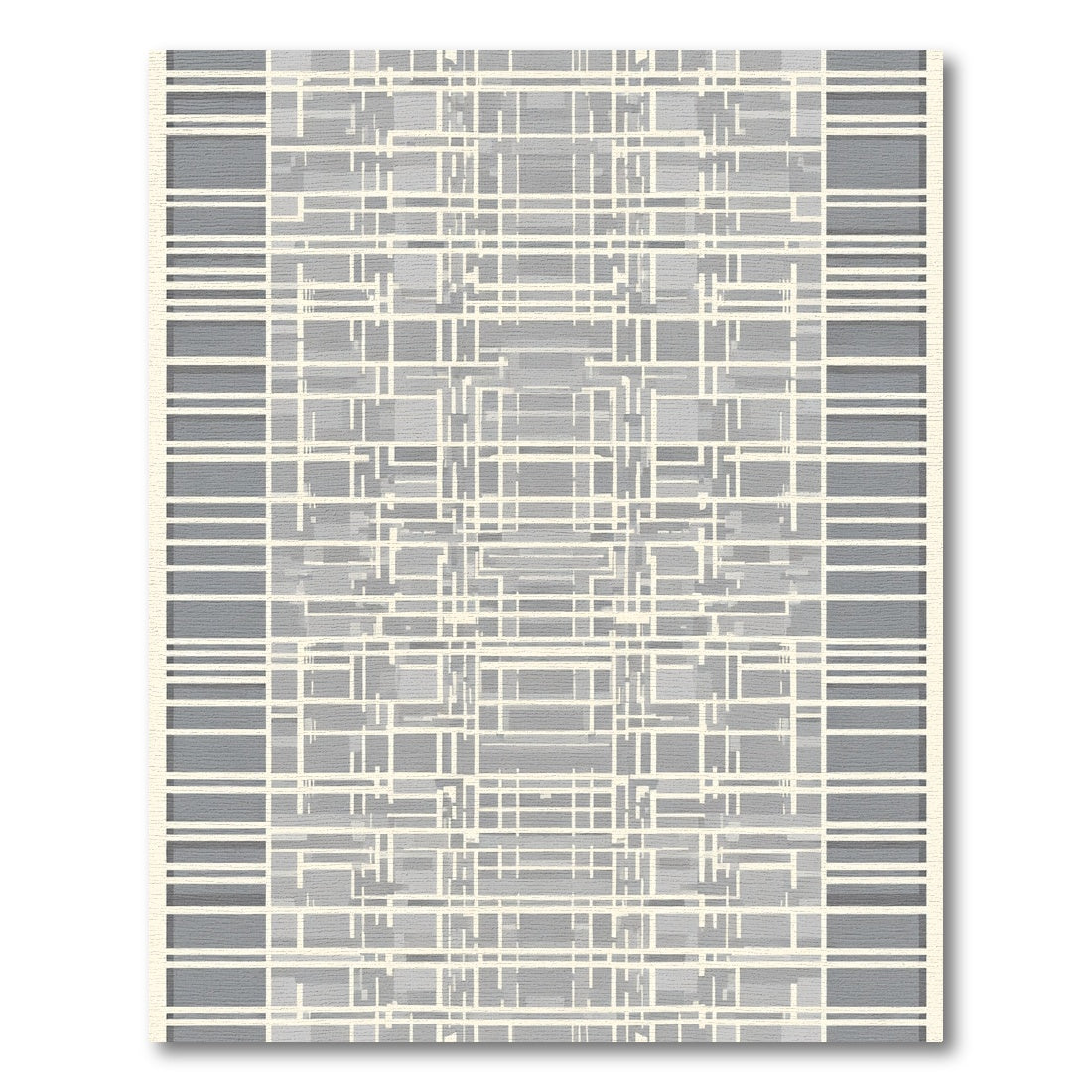 Modern Gray Geometric Lattice Rug