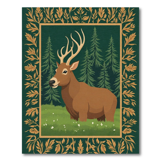 Forest Stag Elegant Woodland Branch Border Rug