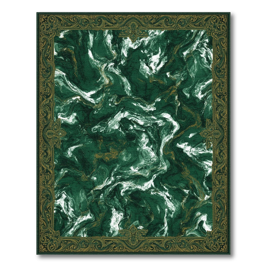 Emerald Green Marble Traditional Area Rug
