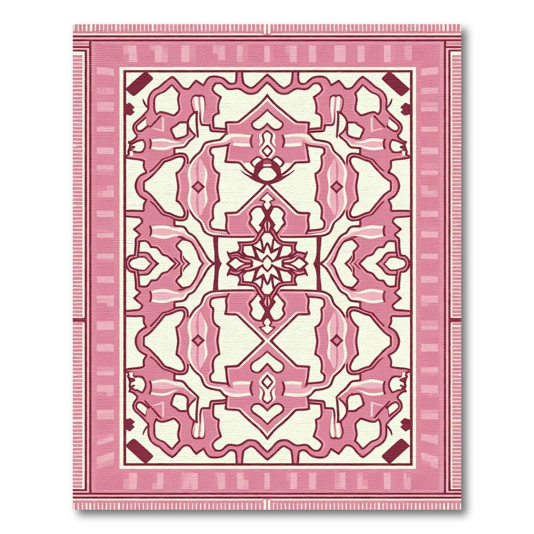 Pink Ivory Floral Arabesque Rug