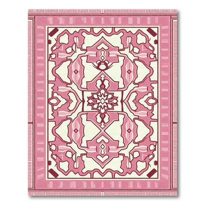 Pink Ivory Floral Arabesque Rug