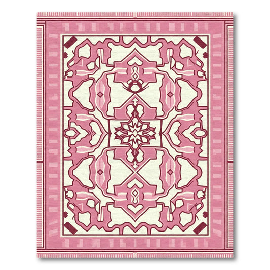 Pink Ivory Floral Arabesque Rug