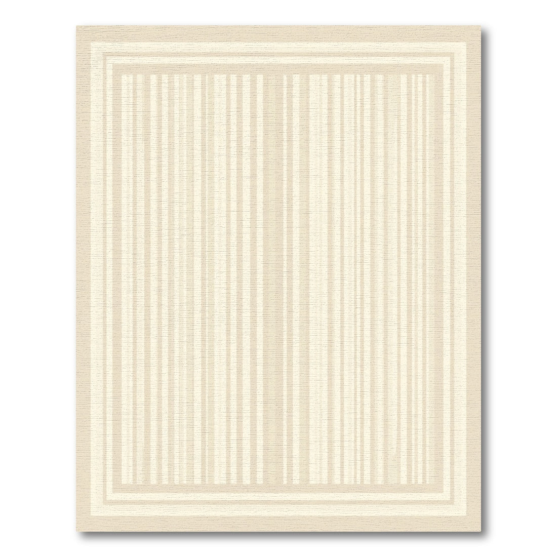 Cream Vertical Stripe Border Rug