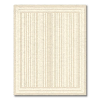 Cream Vertical Stripe Border Rug