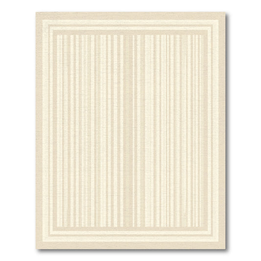 Cream Vertical Stripe Border Rug