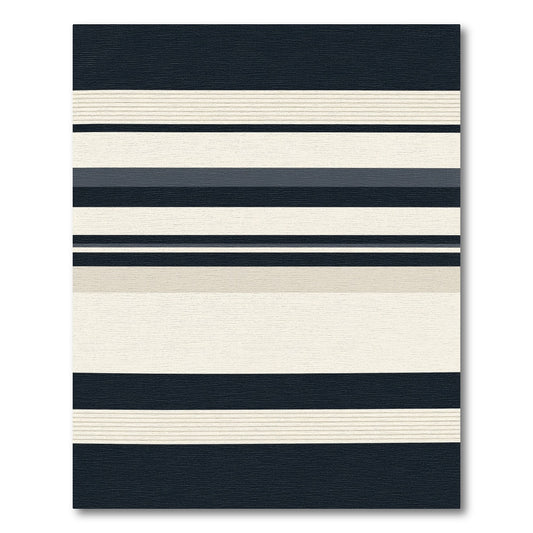 Bold Navy Cream Striped Rug