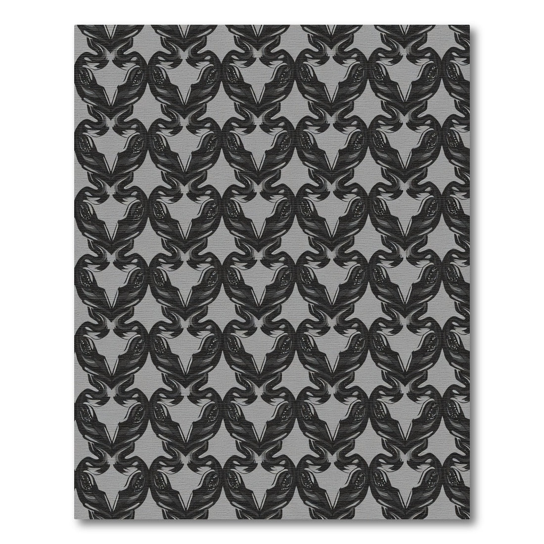 Dark Gray Abstract Heart Swirl Rug