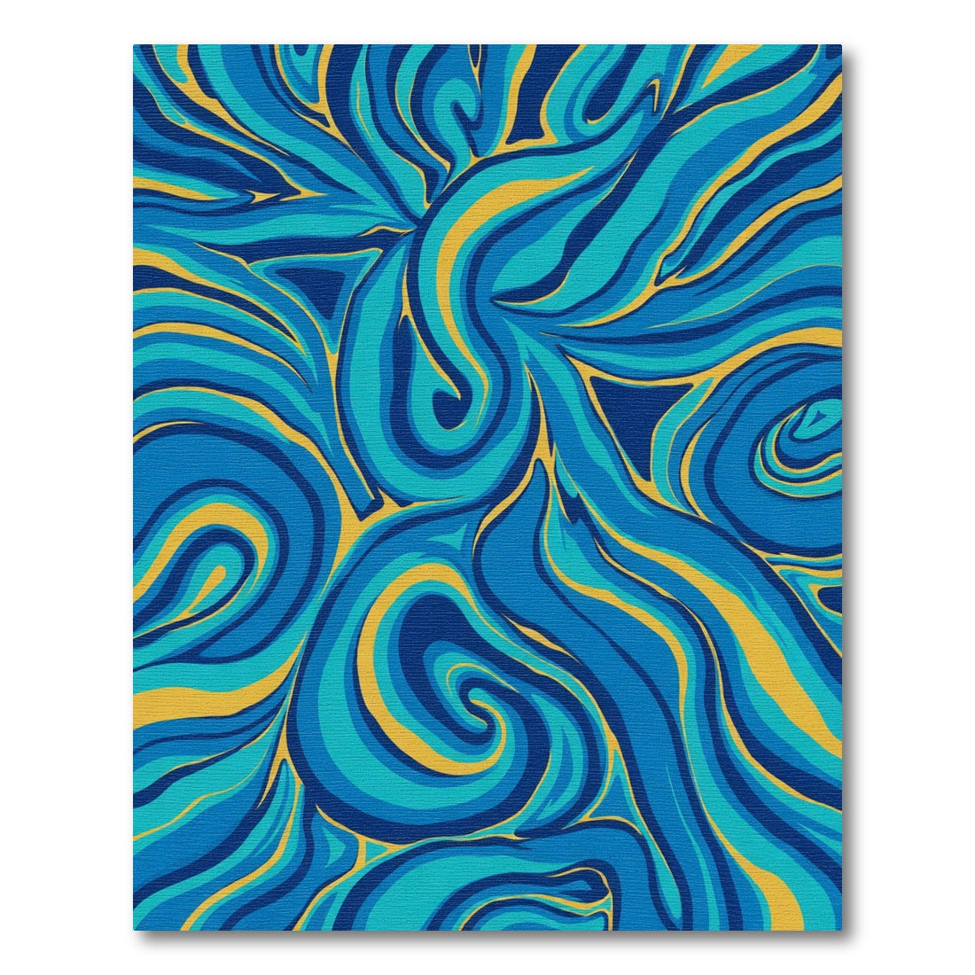 Royal Blue Gold Swirl Fluid Rug