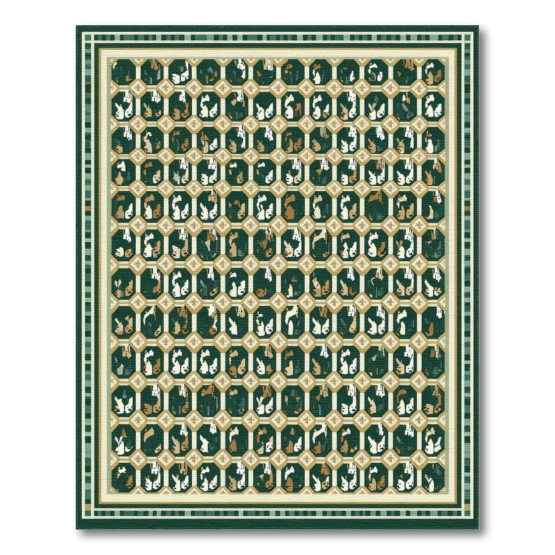 Green Bunny Lattice Area Rug