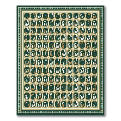 Green Bunny Lattice Area Rug