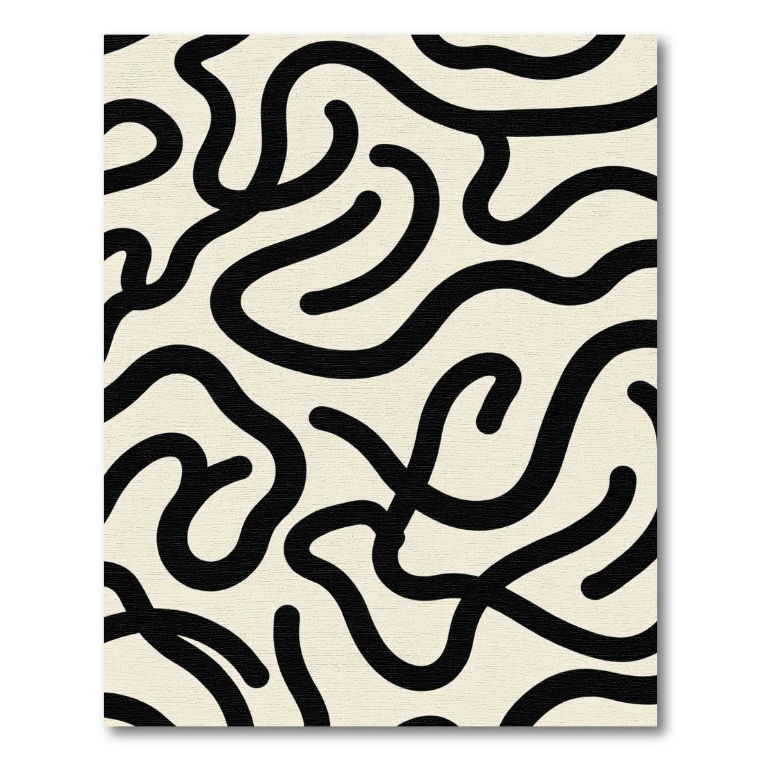 Black Organic Line Swirl Cream Rug