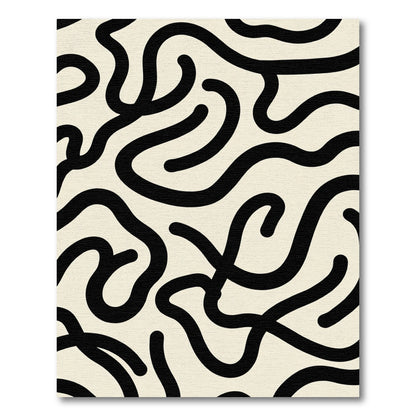 Black Organic Line Swirl Cream Rug