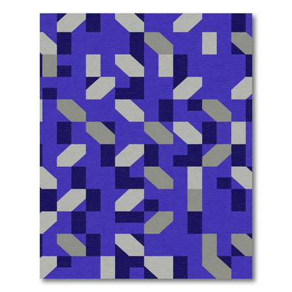 Royal Blue Geometric Illusion Rug