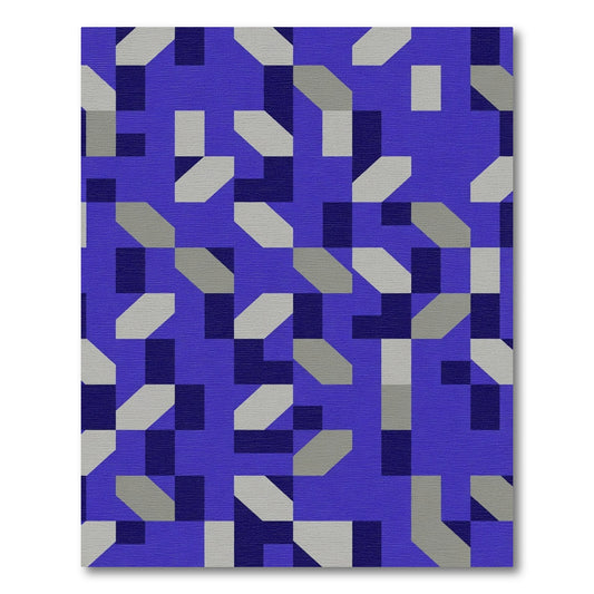 Royal Blue Geometric Illusion Rug