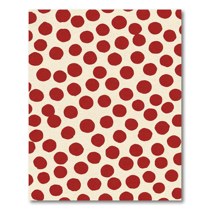 Crimson Dots Scattered Cream Background Rug