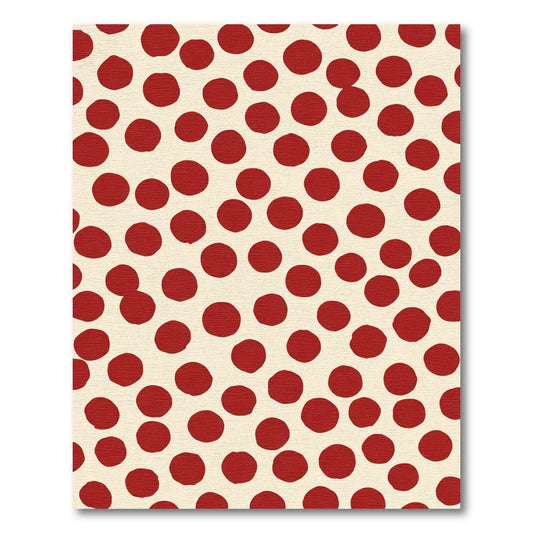 Crimson Dots Scattered Cream Background Rug
