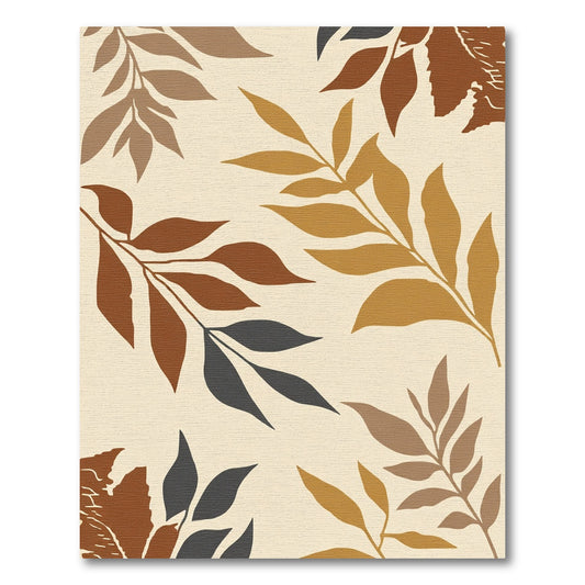 Earthy Autumn Leaf Branches Rug