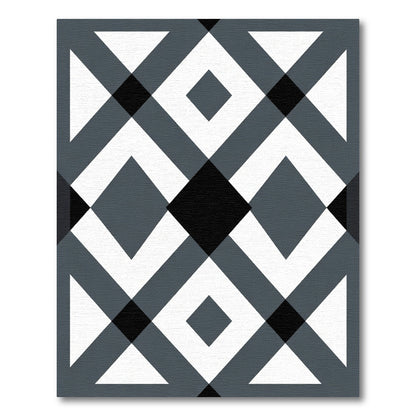 Monochromatic Geometric Diamond Overlay Rug