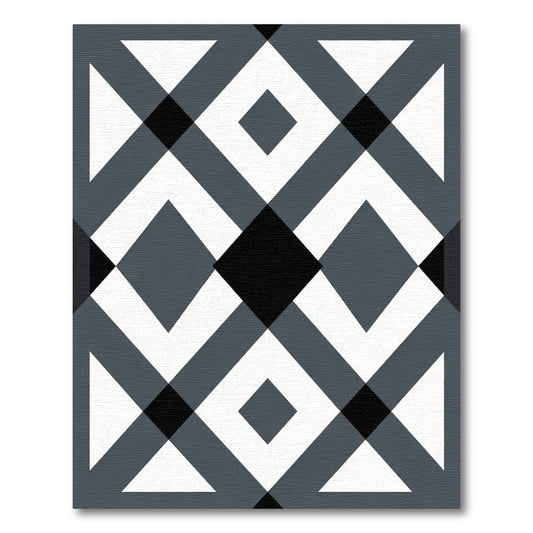Monochromatic Geometric Diamond Overlay Rug