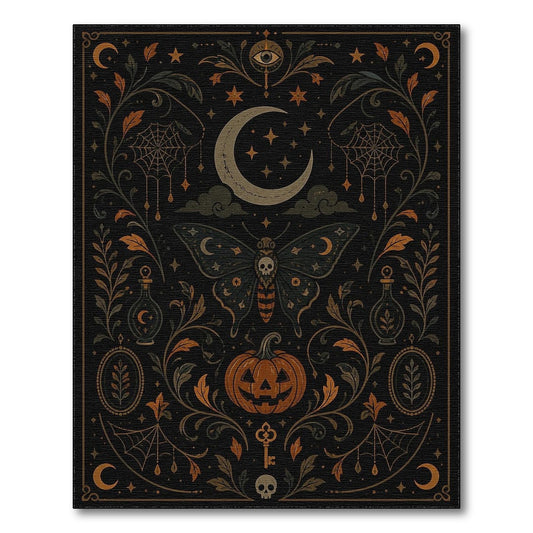 Mystic Moth Pumpkin Vintage Area Rug
