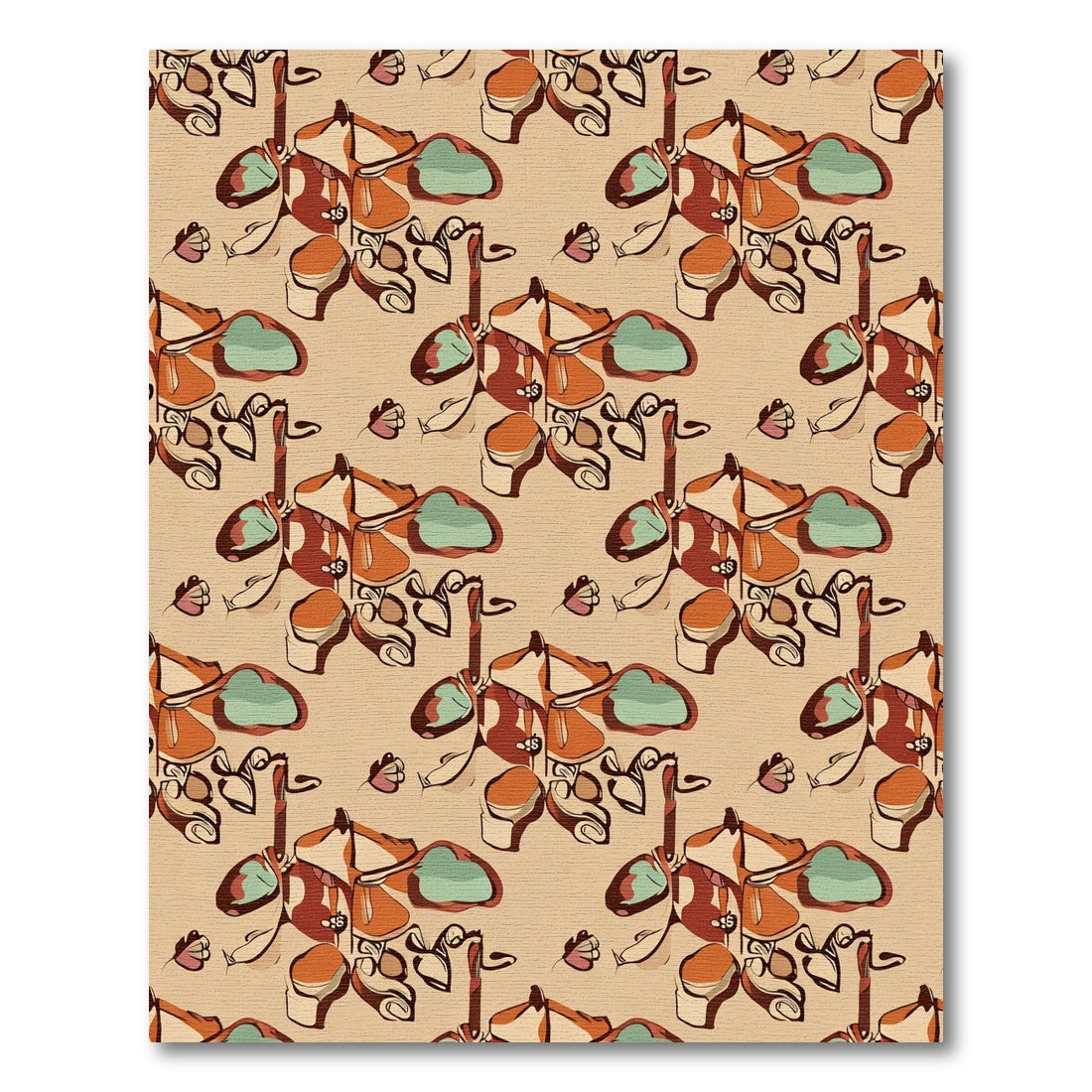 Earthy Leafy Terracotta Botanical Arrangement Rug