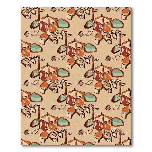 Earthy Leafy Terracotta Botanical Arrangement Rug
