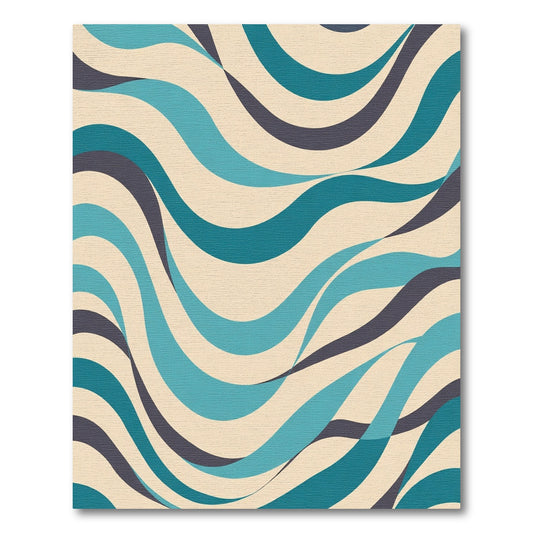 Cool Blue Wavy Ribbon Abstract Rug