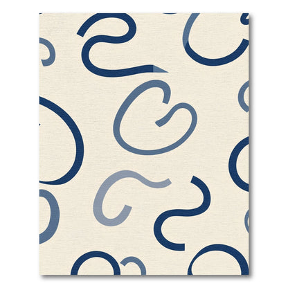 Navy Blue Abstract Ribbon Swirls Rug