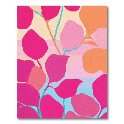 Bold Magenta Pink Tropical Foliage Rug