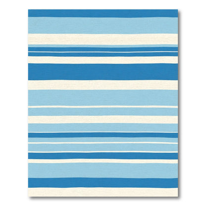 Ocean Blue Cream Horizon Stripes Rug