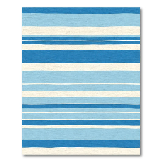 Ocean Blue Cream Horizon Stripes Rug