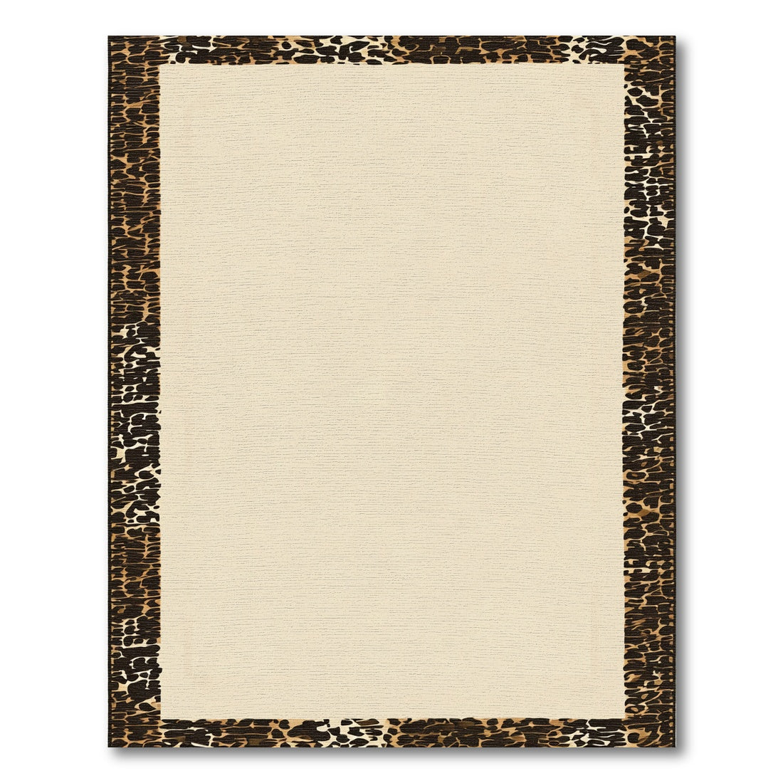 Leopard Print Cream Border Rug