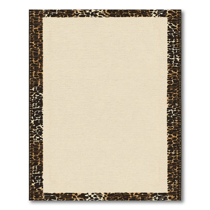 Leopard Print Cream Border Rug