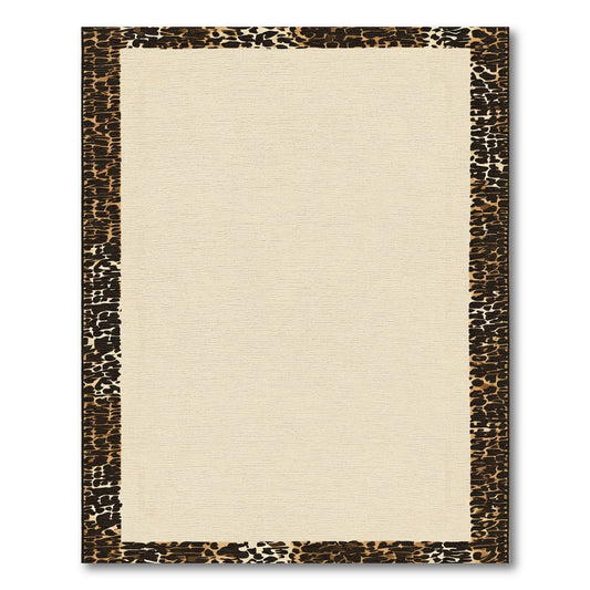 Leopard Print Cream Border Rug