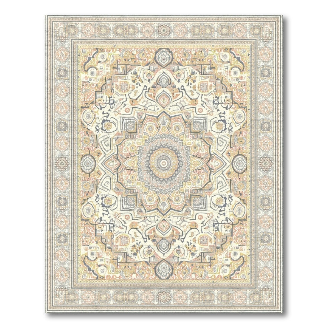 Traditional Persian Medallion Beige Persian Medallion Area Rug