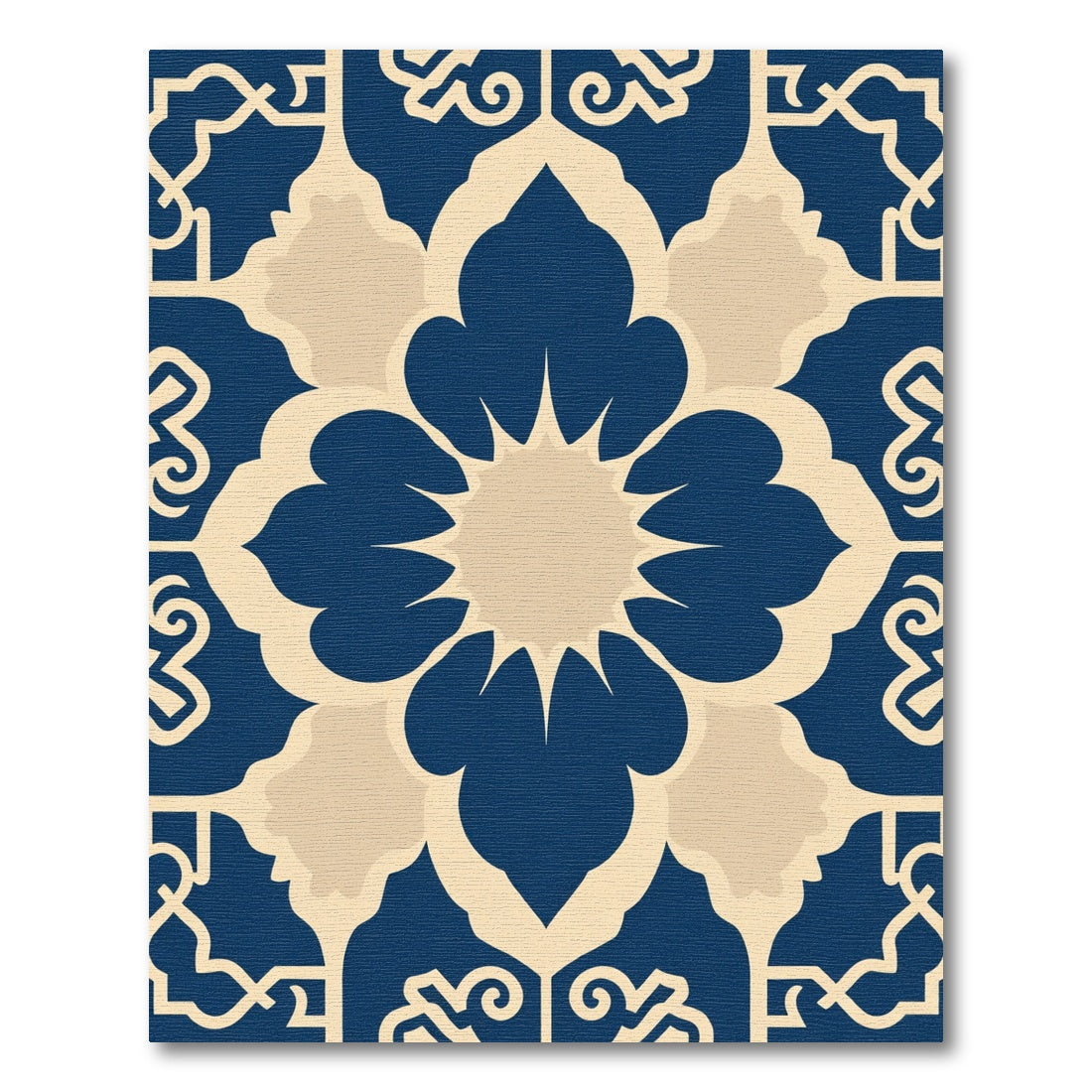 Indigo Cream Floral Mandalas Rug