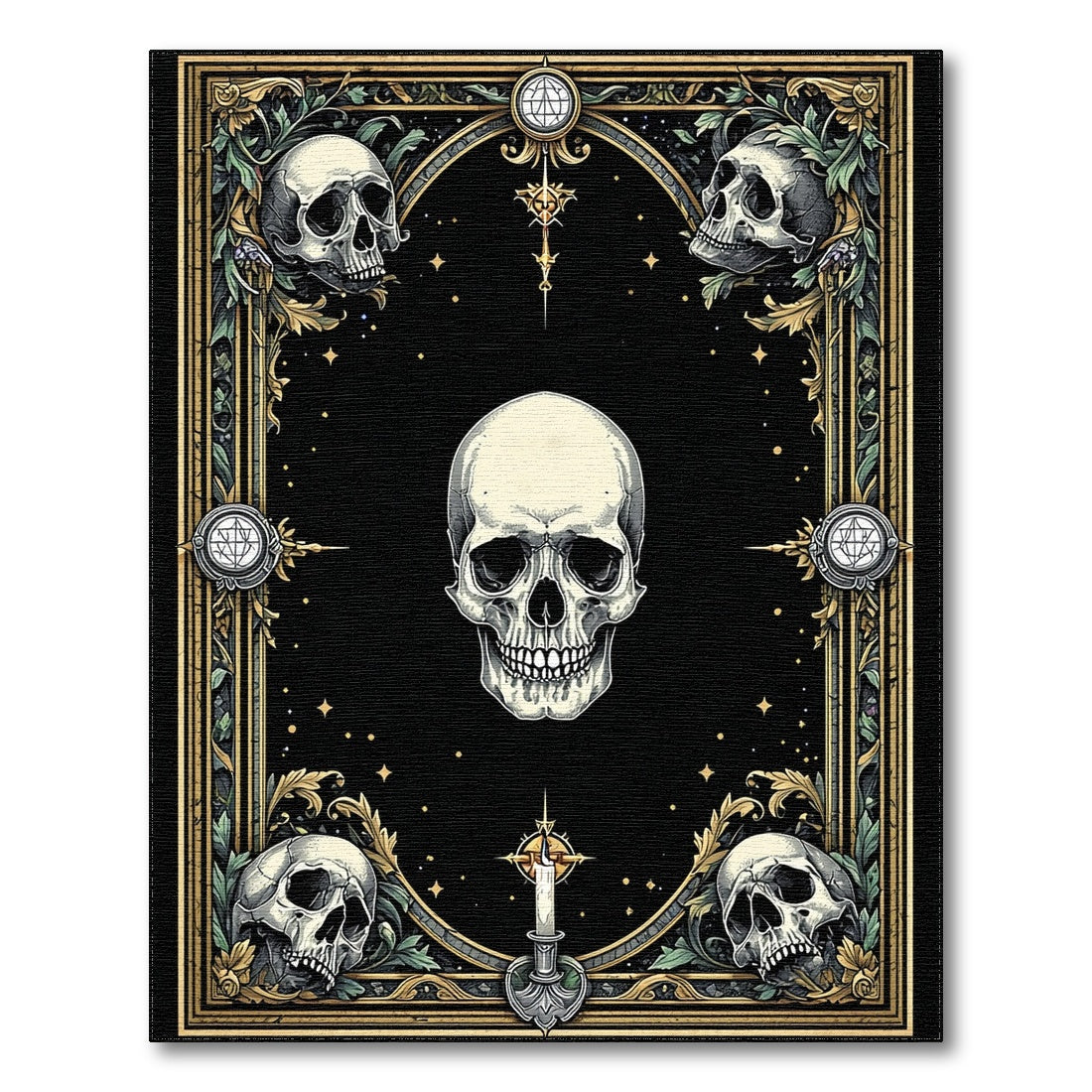 Gothic Skull Ornate Black Area Rug