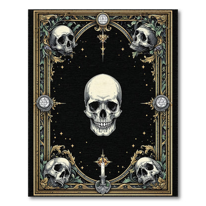Gothic Skull Ornate Black Area Rug