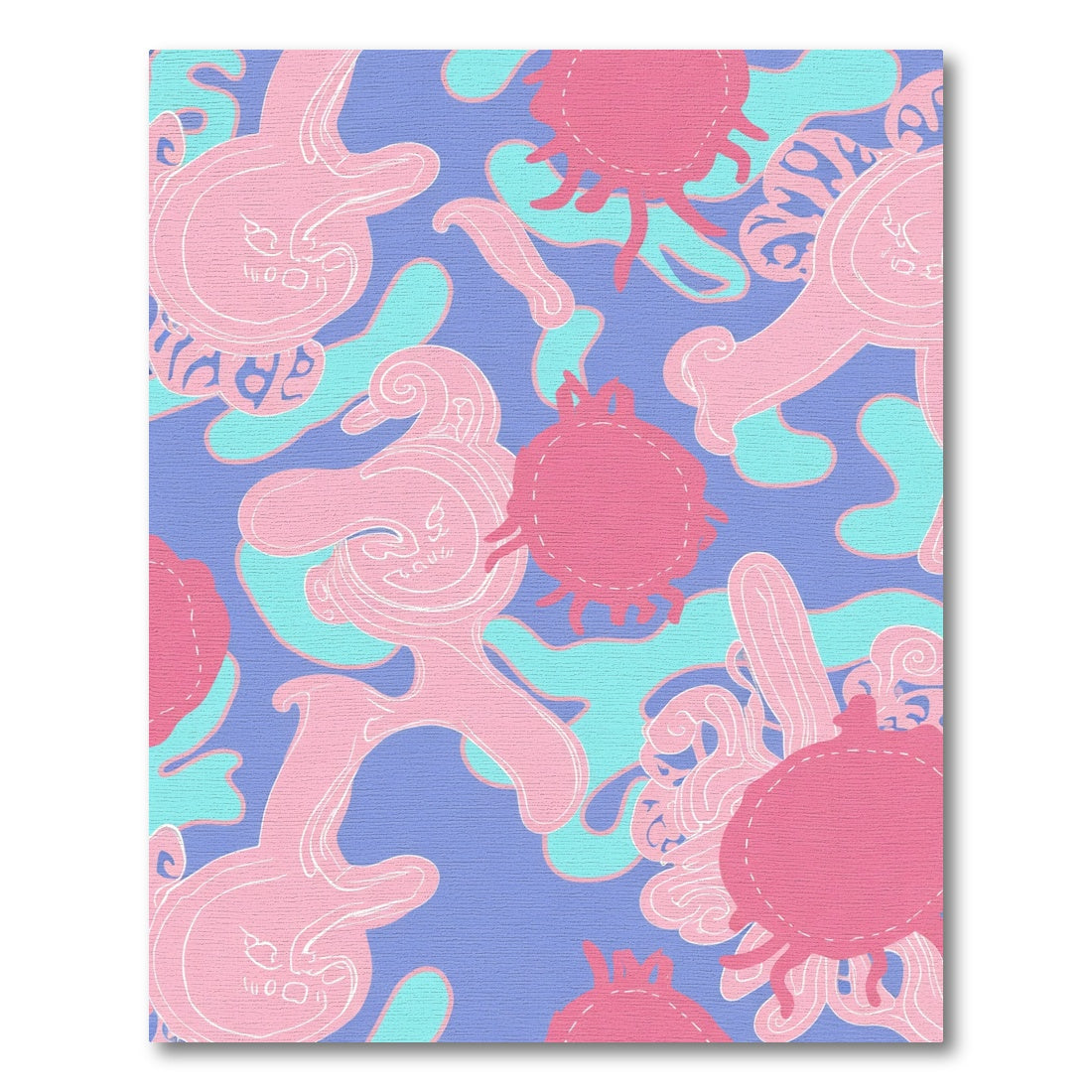 Whimsical Pink Creatures Abstract Composition Rug