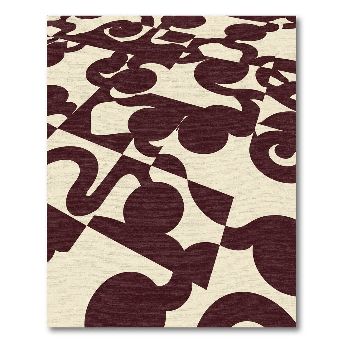 Crimson Cream Abstract Swirl Squares Rug