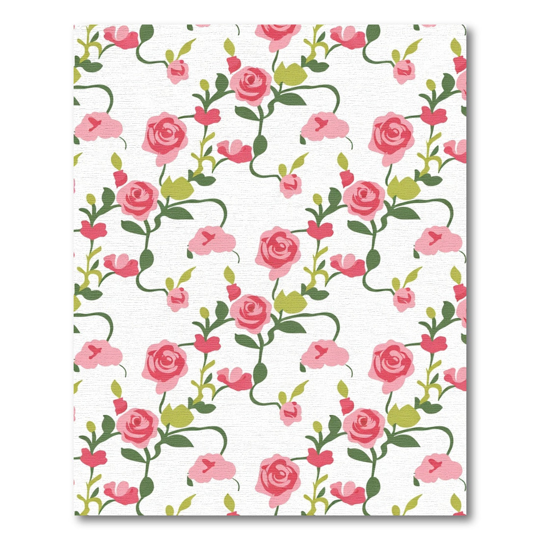 Pink Rose Vine Floral Composition Rug