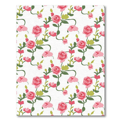 Pink Rose Vine Floral Composition Rug
