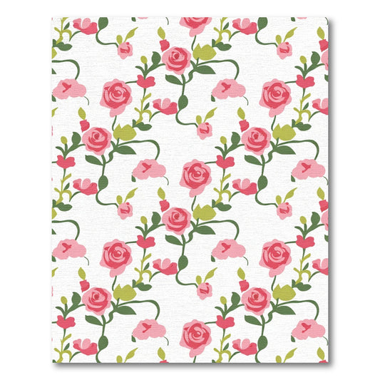 Pink Rose Vine Floral Composition Rug