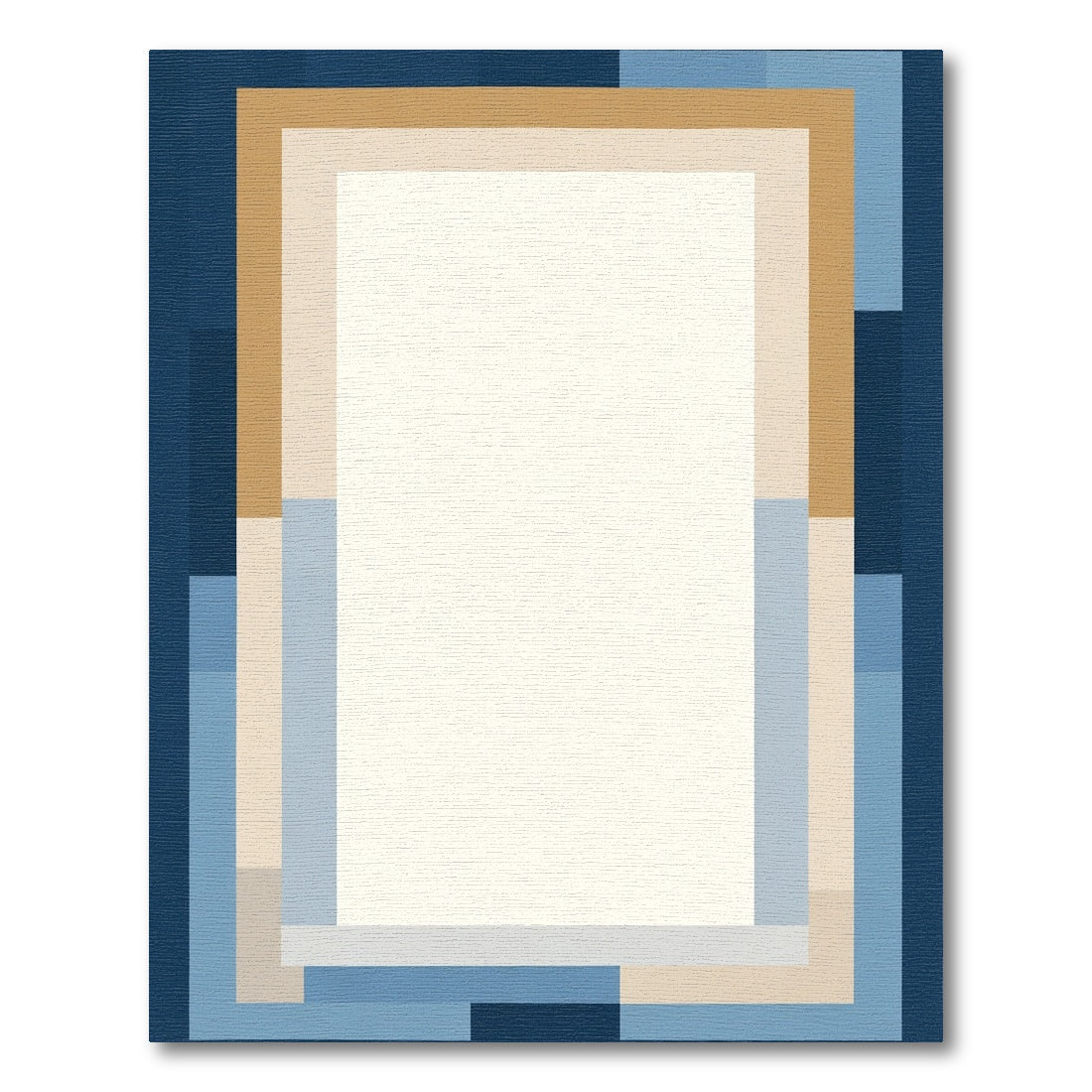 Abstract Navy Blue Layered Rectangles Rug