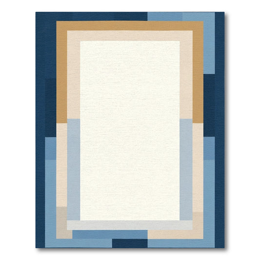 Abstract Navy Blue Layered Rectangles Rug