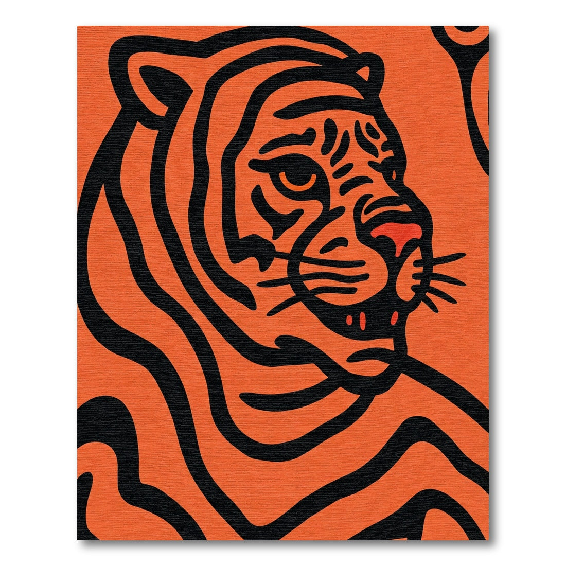 Bold Orange Black Tiger Portrait Rug